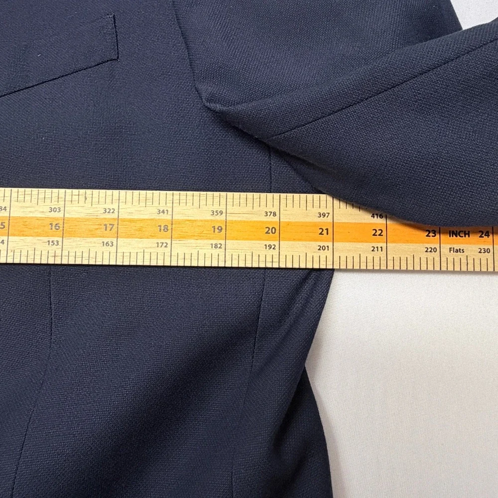Van Heusen Mens Navy Blue Two Button Suit Jacket Blazer 42L Solid Professional